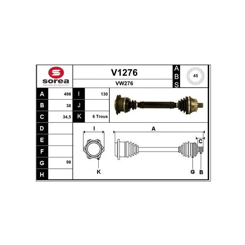 Arbre de transmission SNRA V1276