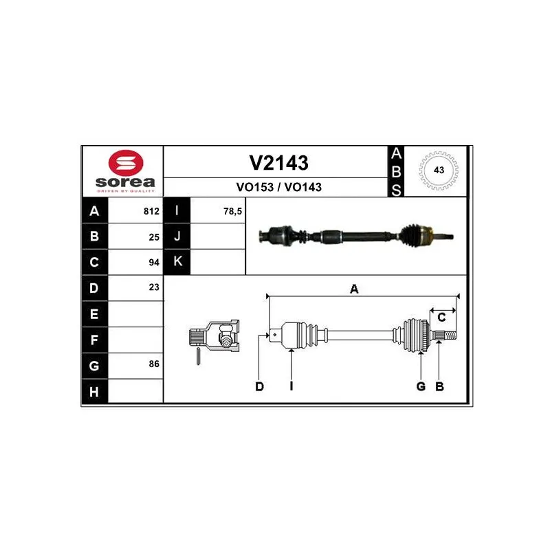 Arbre de transmission SNRA V2143