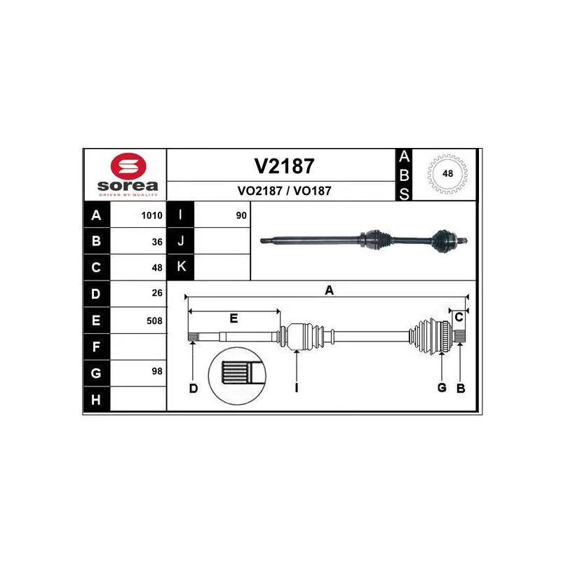 Arbre de transmission SNRA V2187