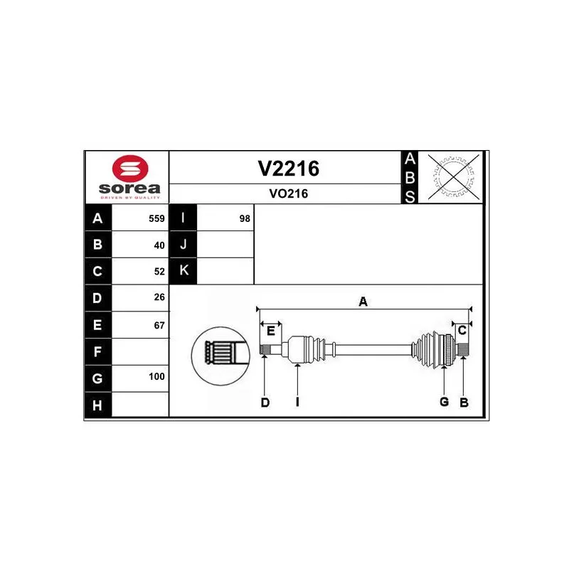 Arbre de transmission SNRA V2216