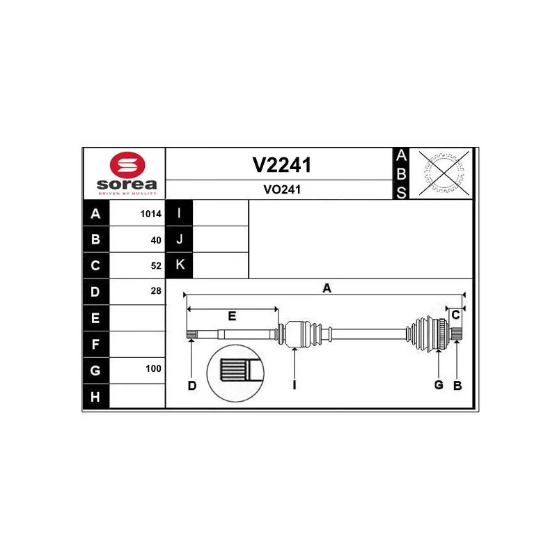 Arbre de transmission SNRA V2241