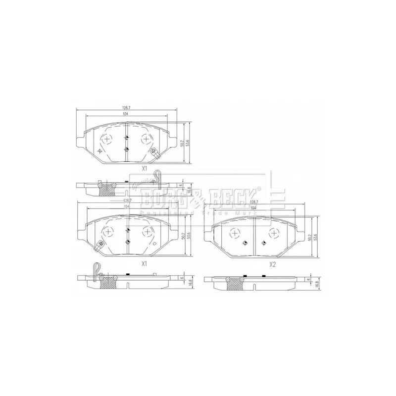 Jeu de 4 plaquettes de frein avant BORG & BECK BBP2600