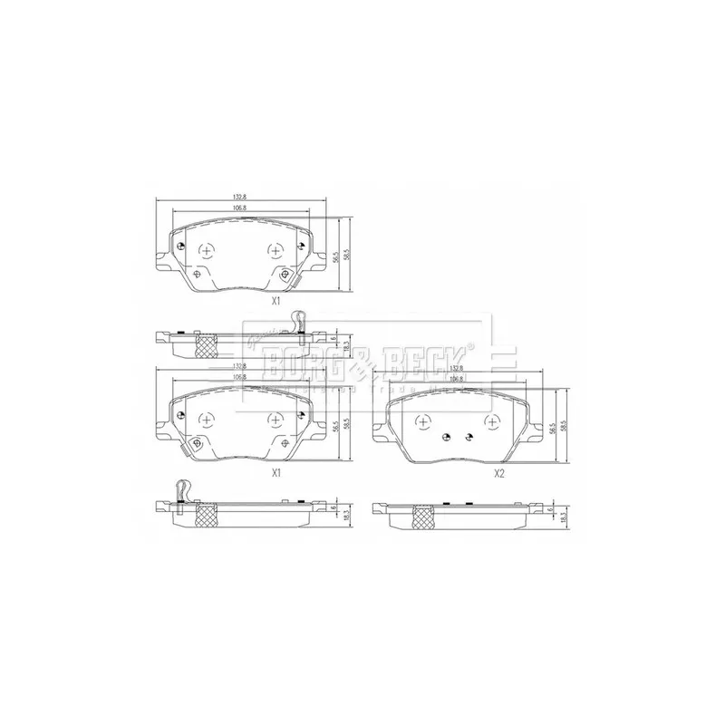 Jeu de 4 plaquettes de frein avant BORG & BECK BBP2603