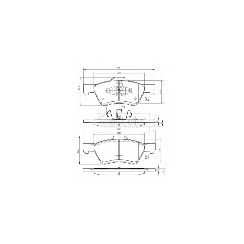 Jeu de 4 plaquettes de frein avant BORG & BECK BBP2608