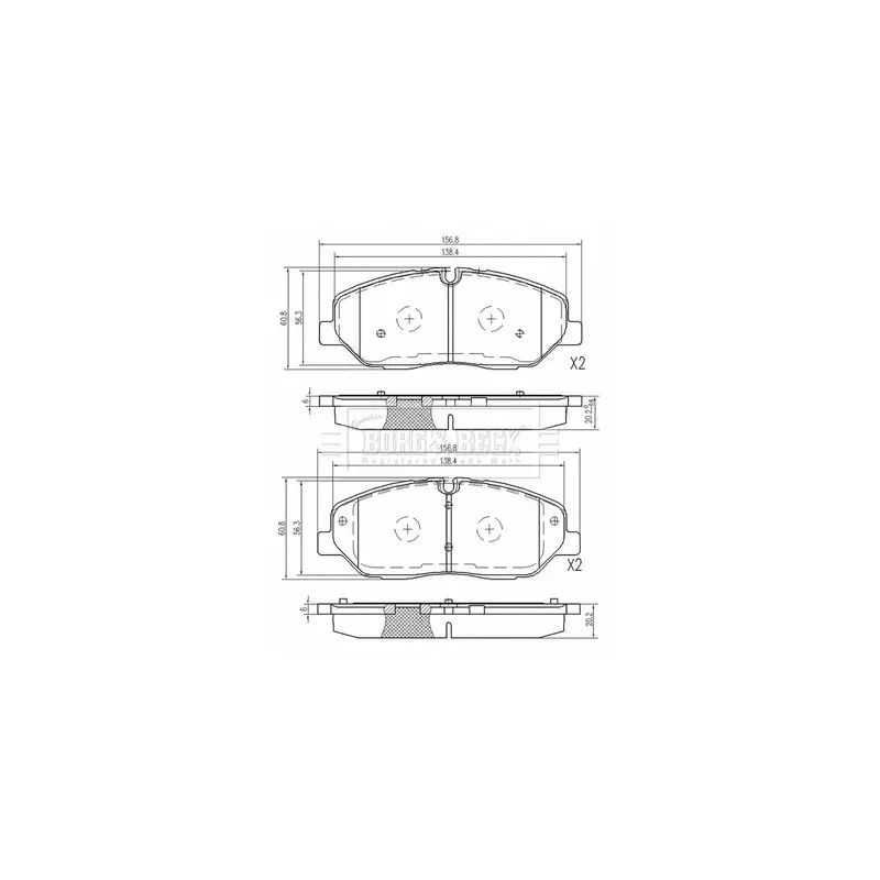 Jeu de 4 plaquettes de frein avant BORG & BECK BBP2625