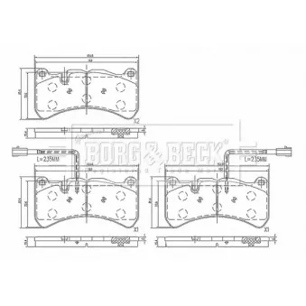 Jeu de 4 plaquettes de frein avant BORG & BECK BBP2669