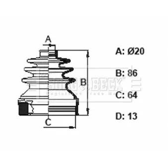 Joint-soufflet, arbre de commande BORG & BECK BCB6157