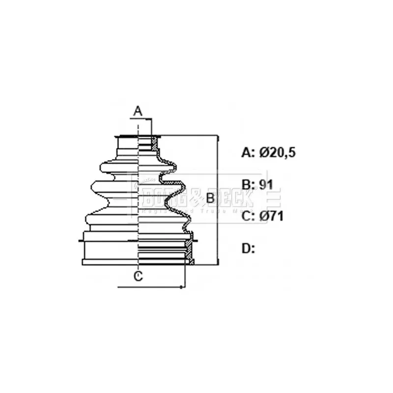 Joint-soufflet, arbre de commande BORG & BECK BCB6349