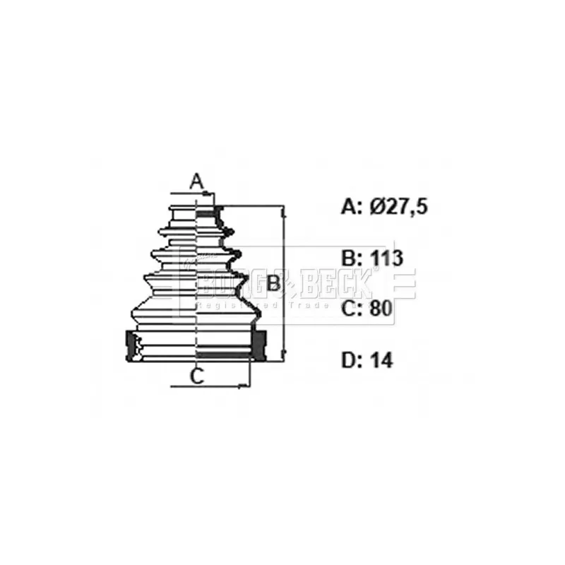 Joint-soufflet, arbre de commande BORG & BECK BCB6393