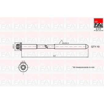 Jeu de boulons de culasse de cylindre FAI AutoParts B1018