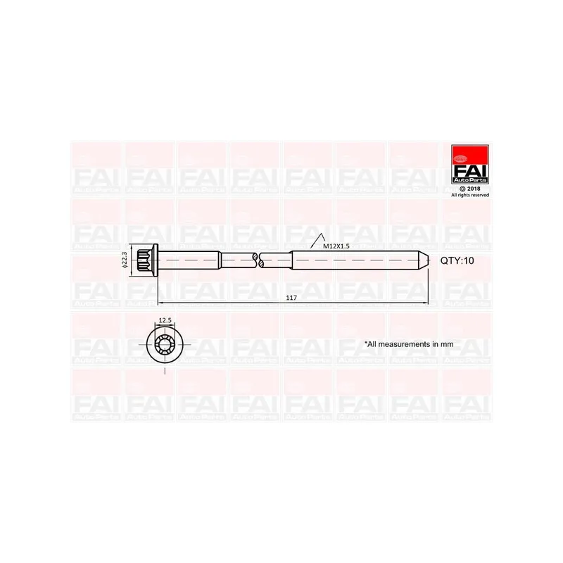 Jeu de boulons de culasse de cylindre FAI AutoParts B1018