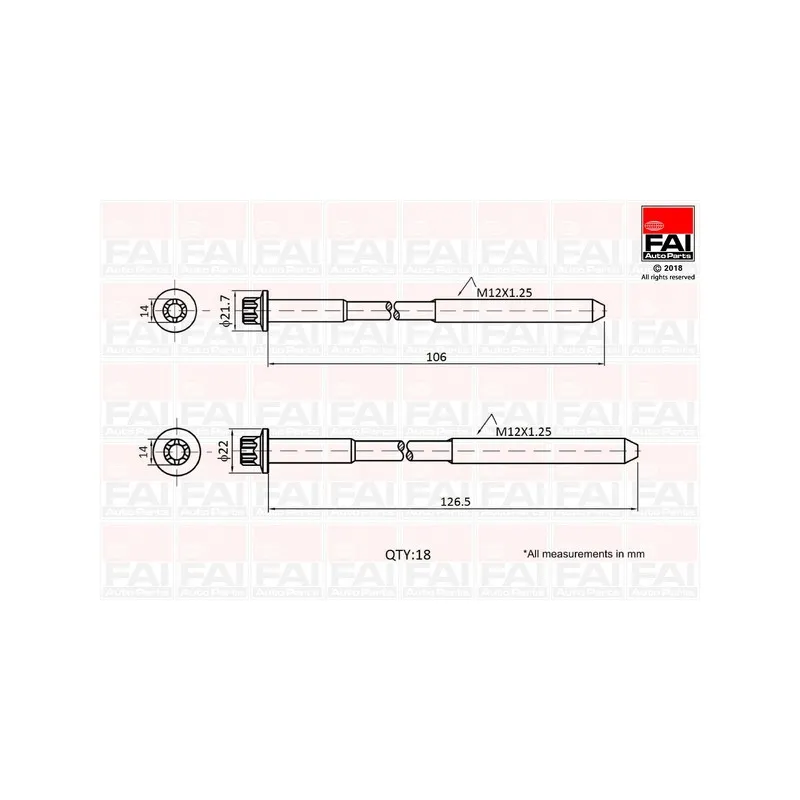 Jeu de boulons de culasse de cylindre FAI AutoParts B1027