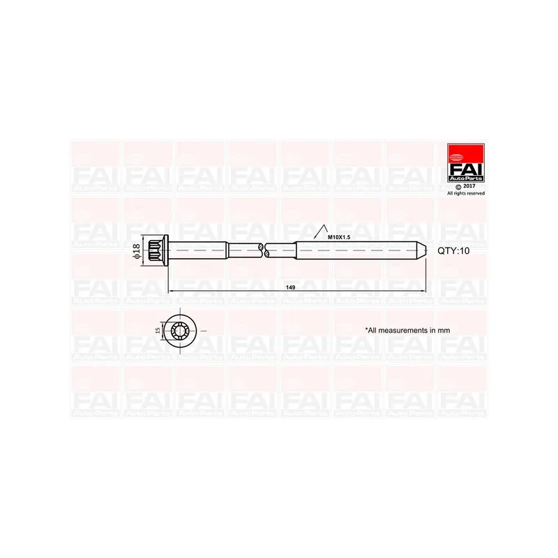 Jeu de boulons de culasse de cylindre FAI AutoParts B1136