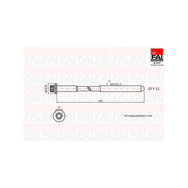 Jeu de boulons de culasse de cylindre FAI AutoParts B1137