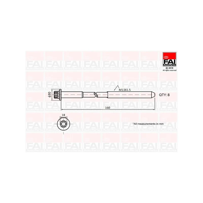 Jeu de boulons de culasse de cylindre FAI AutoParts B1616