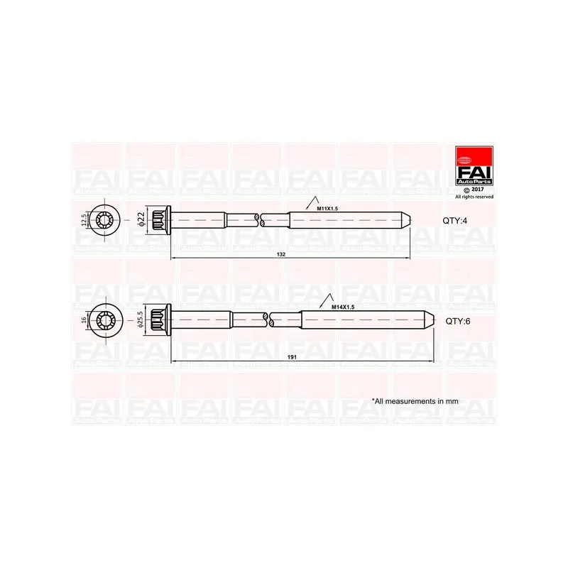 Jeu de boulons de culasse de cylindre FAI AutoParts B1625