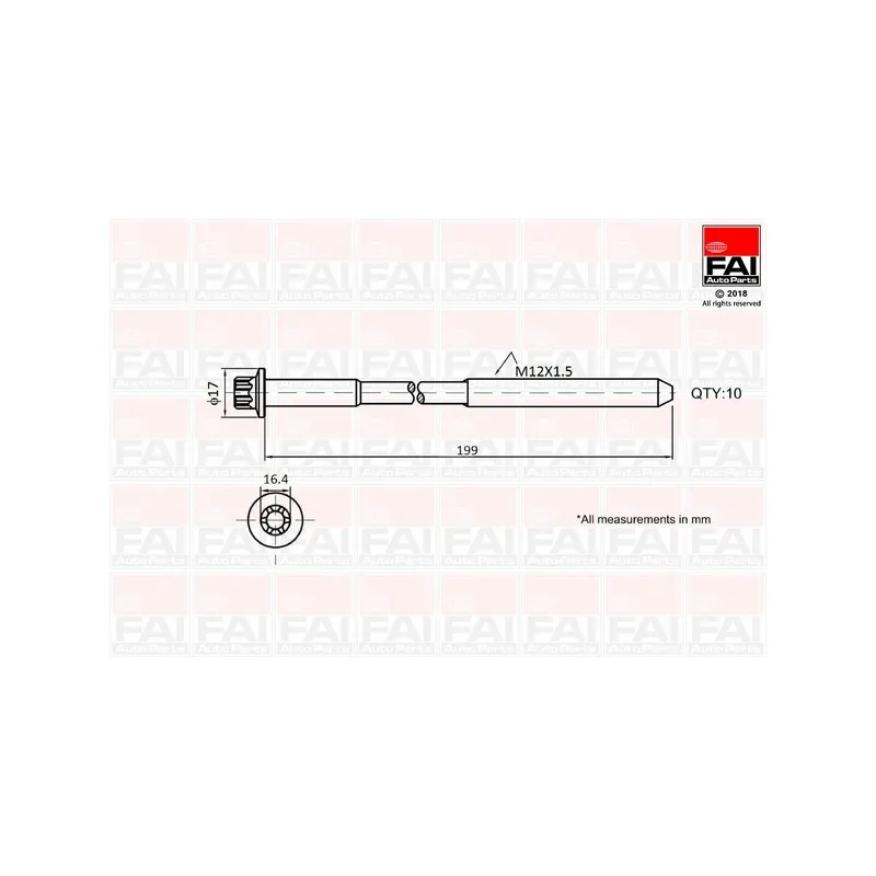 Jeu de boulons de culasse de cylindre FAI AutoParts B1756