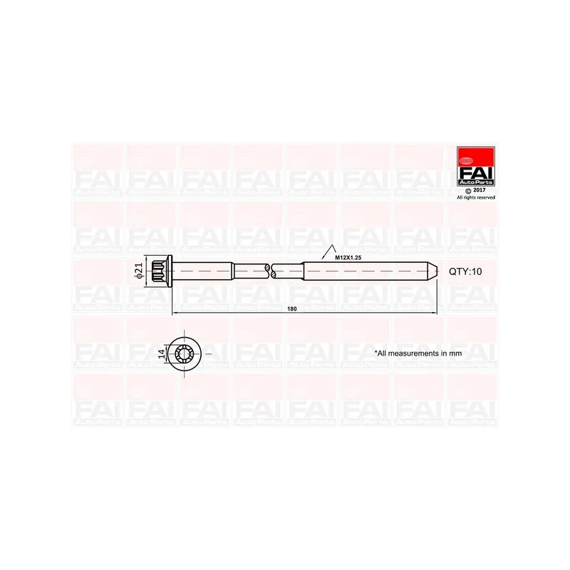 Jeu de boulons de culasse de cylindre FAI AutoParts B2111