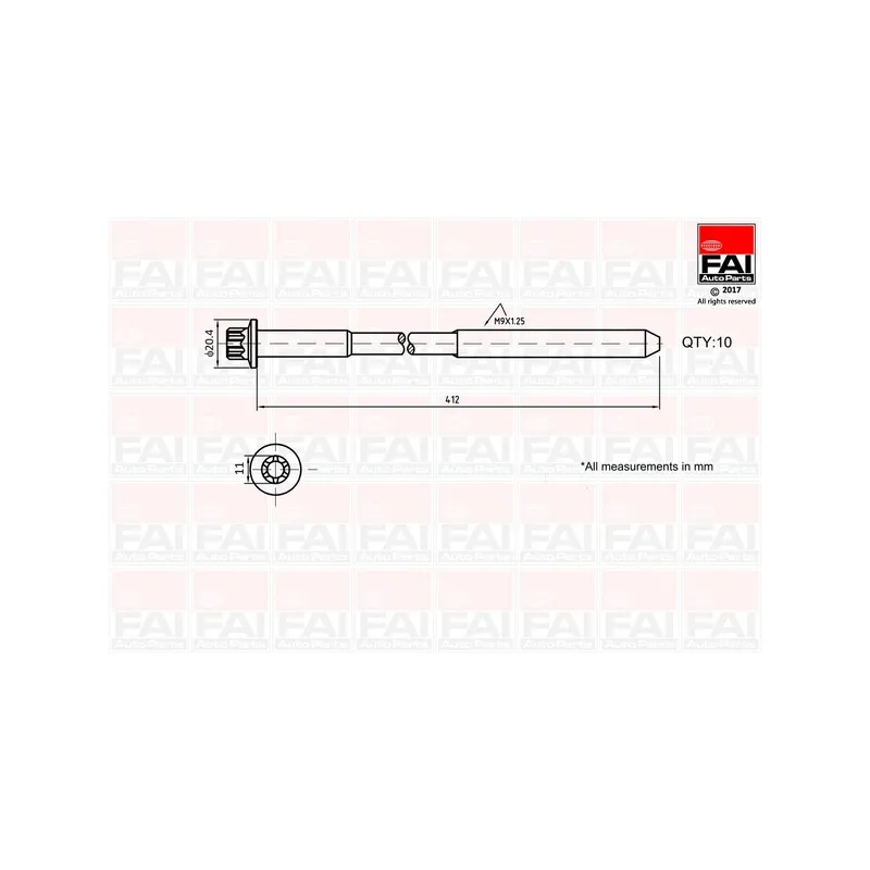 Jeu de boulons de culasse de cylindre FAI AutoParts B292
