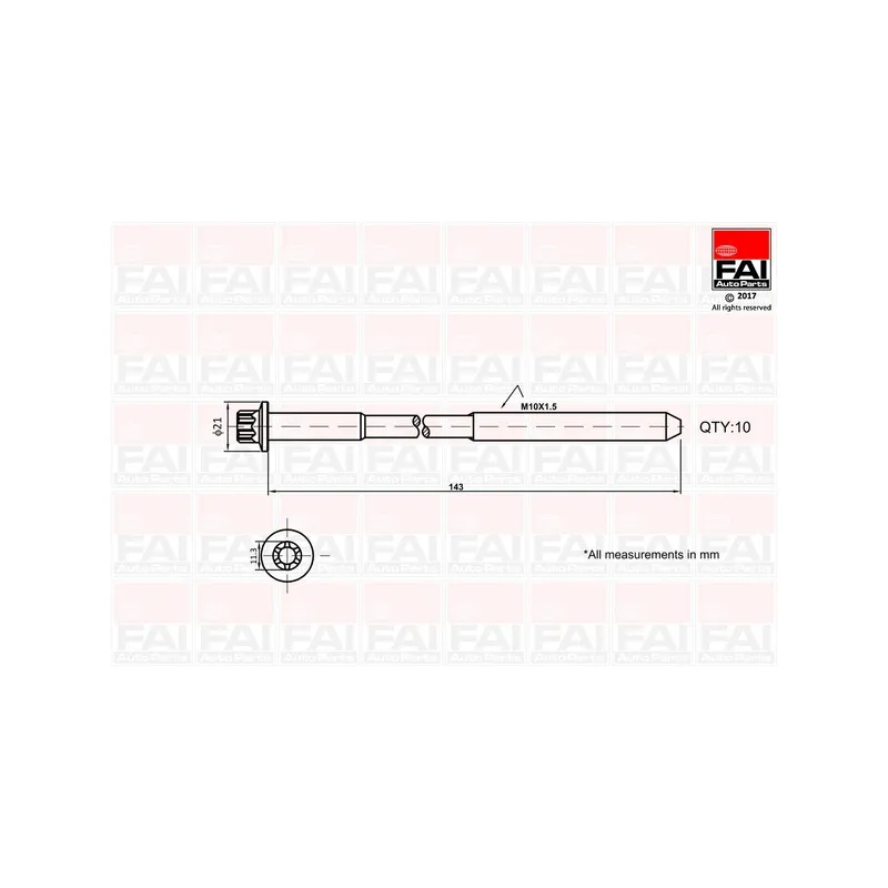 Jeu de boulons de culasse de cylindre FAI AutoParts B489