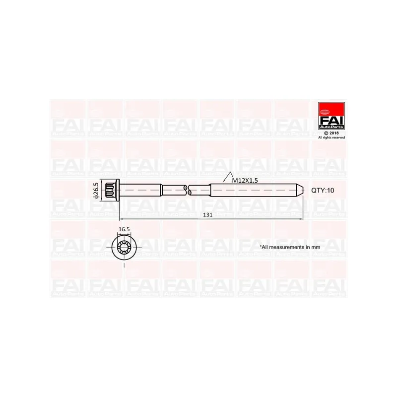 Jeu de boulons de culasse de cylindre FAI AutoParts B896