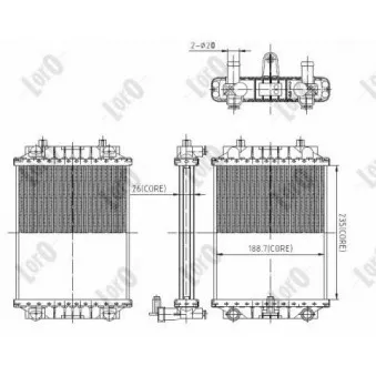 Radiateur, refroidissement du moteur avant gauche ABAKUS 003-017-0054-B
