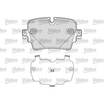Jeu de 4 plaquettes de frein arrière VALEO 601671