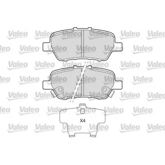 Jeu de 4 plaquettes de frein arrière VALEO 601674