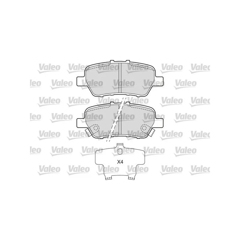 Jeu de 4 plaquettes de frein arrière VALEO 601674