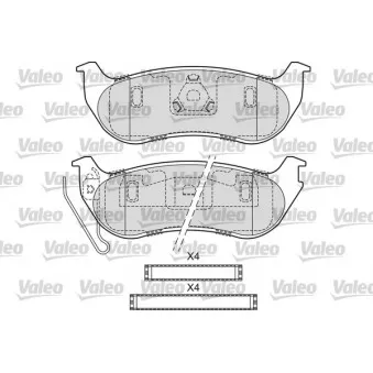 Jeu de 4 plaquettes de frein arrière VALEO 601683