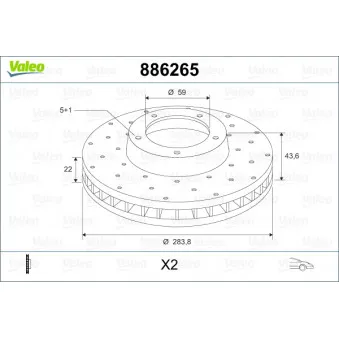 Jeu de 2 disques de frein avant VALEO 886265