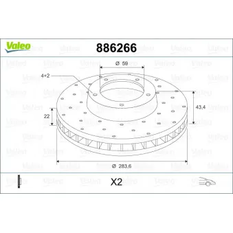 Jeu de 2 disques de frein avant VALEO 886266