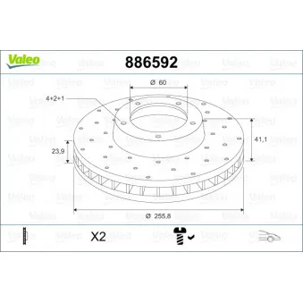 Jeu de 2 disques de frein avant VALEO 886592