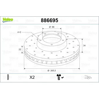 Jeu de 2 disques de frein avant VALEO 886695