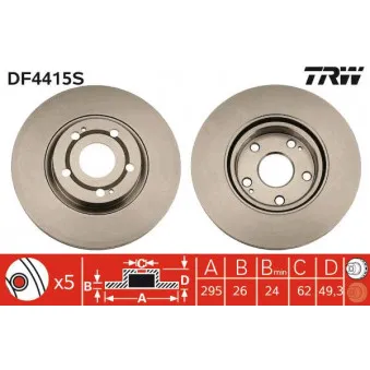 Jeu de 2 disques de frein avant TRW DF4415S
