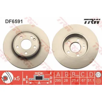 Jeu de 2 disques de frein avant TRW DF6591