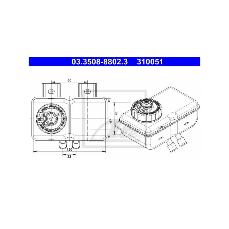 Vase d'expansion, liquide de frein ATE 03.3508-8802.3