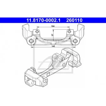 Support, étrier de frein ATE 11.8170-0002.1