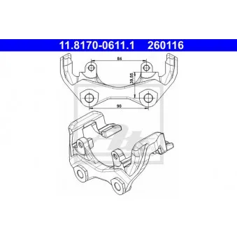 Support, étrier de frein ATE 11.8170-0611.1