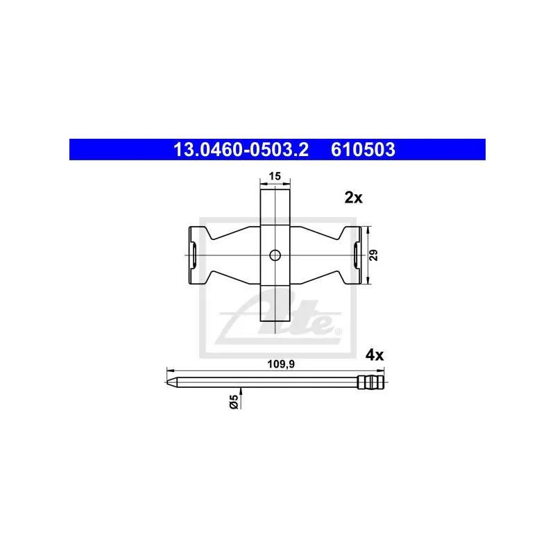 Kit d'accessoires, plaquette de frein à disque ATE 13.0460-0503.2