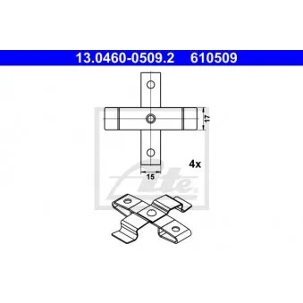 Kit d'accessoires, plaquette de frein à disque ATE 13.0460-0509.2