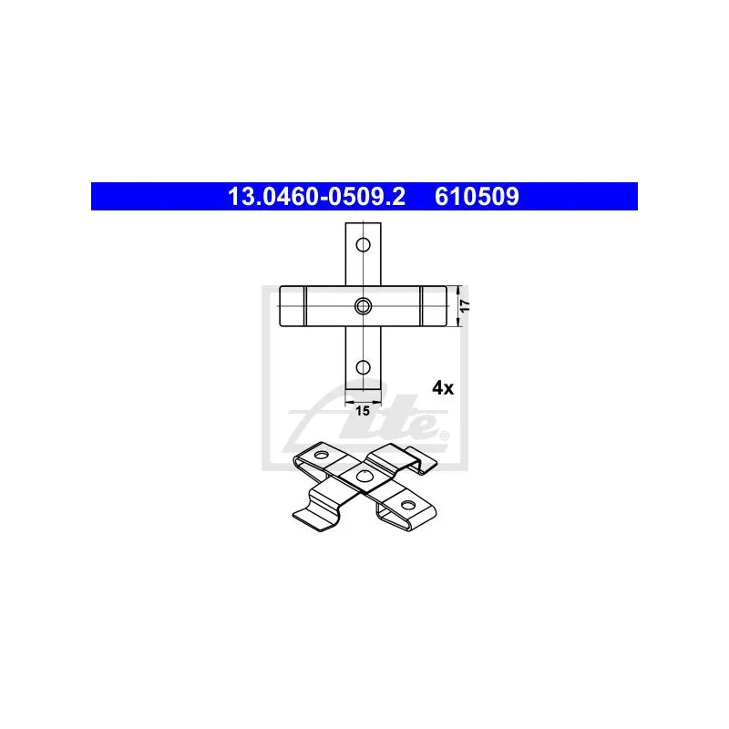 Kit d'accessoires, plaquette de frein à disque ATE 13.0460-0509.2