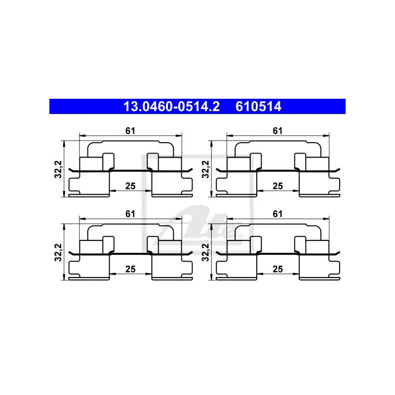 Kit d'accessoires, plaquette de frein à disque ATE 13.0460-0514.2