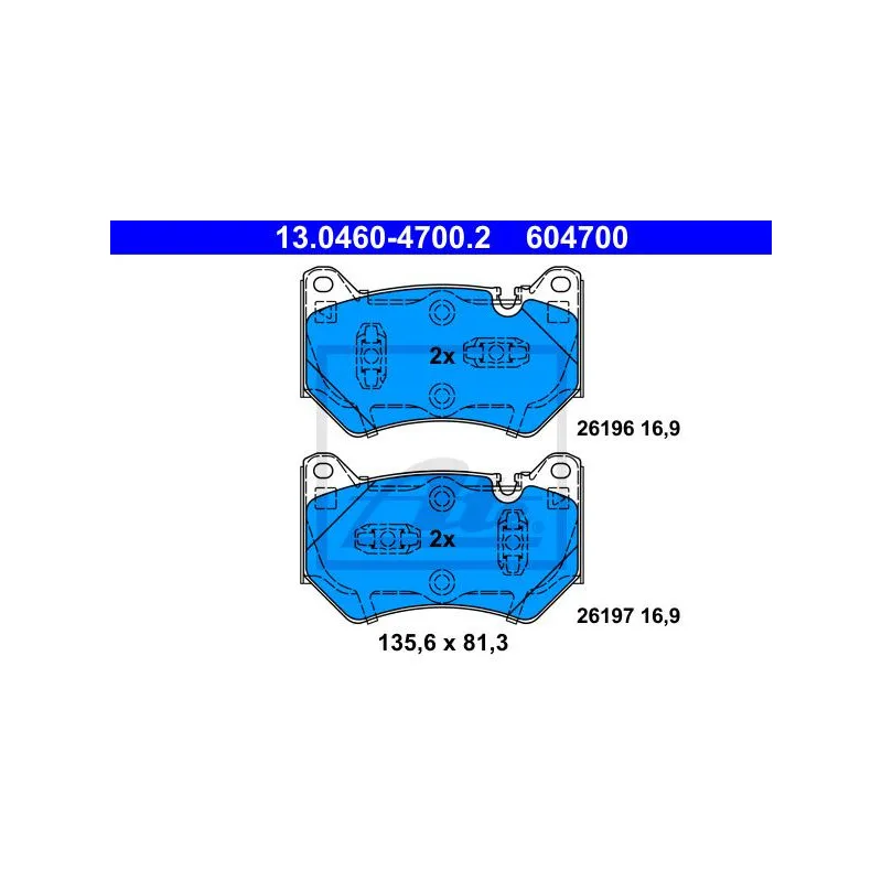 Jeu de 4 plaquettes de frein avant ATE 13.0460-4700.2