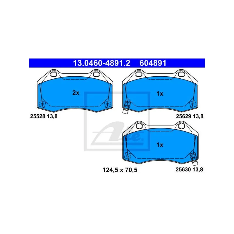 Jeu de 4 plaquettes de frein avant ATE 13.0460-4891.2