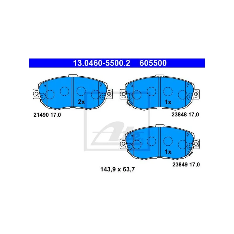 Jeu de 4 plaquettes de frein avant ATE 13.0460-5500.2