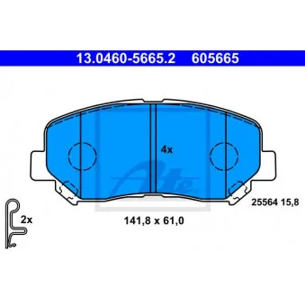 Jeu de 4 plaquettes de frein avant ATE 13.0460-5665.2