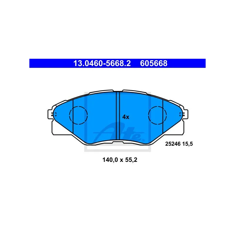 Jeu de 4 plaquettes de frein avant ATE 13.0460-5668.2