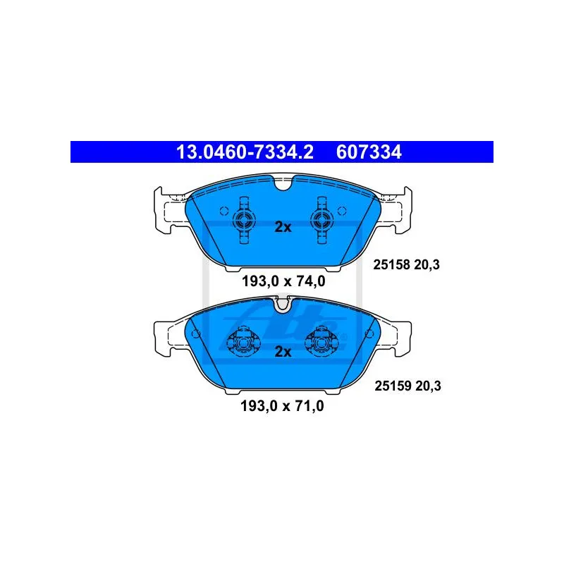 Jeu de 4 plaquettes de frein avant ATE 13.0460-7334.2