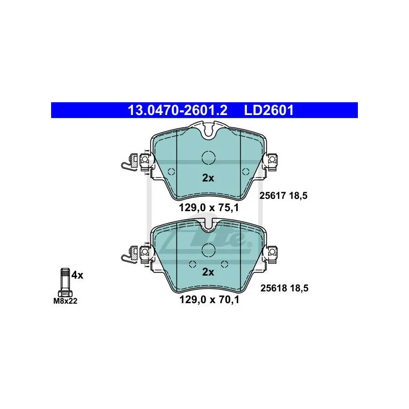 Jeu de 4 plaquettes de frein avant ATE 13.0470-2601.2